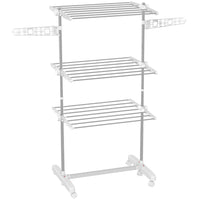 HOMCOM - Séchoir à linge pliable à 3 niveaux pour intérieur - blanc-Avec 25,5 po (64,8 cm) d’espace pour le séchage des vêtements à l’intérieur 