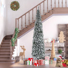 HOMCOM - Sapin de Noël artificiel forme crayon enneigé - mince-1014 branches en plastique réalistes donnent un aspect plein et luxuriant à l'arbre 