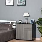 HOMCOM - Buffet latéral haute brillance 31,1 po L avec 2 tiroirs - gris et noir-Comprend 2 tiroirs, des armoires à 2 portes et un plateau plat 