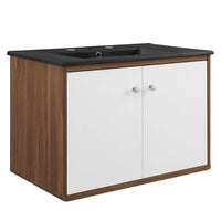 Modway - Transmit 30" Vanité de salle de bain murale - Noir noyer-Vanité moderne du milieu du siècle
