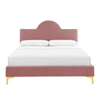 Modway - Sunny Performance Velvet Lit simple, Rose poussiéreuse-Assemblée requise