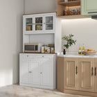 HOMCOM - Armoire de garde-manger 71 po avec espace pour micro-ondes et buffet - blanc-Les étagères réglables permettent d’adapter le rangement aux objets de cuisine plus hauts 