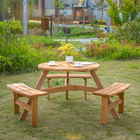 Outsunny - Ensemble table de pique-nique avec bancs et trou pour parasol pour 6 personnes - brun-Structure robuste en acier recouverte de tissu Oxford à séchage rapide