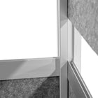Luxor - Mur modulaire 53 x 48 - Cadre gris large, fenêtre givrée, PET gris frais-Conception avec panneaux en acrylique givré et panneaux acoustiques en PET