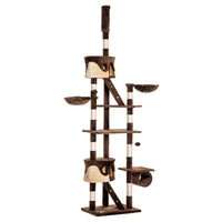 PawHut - Arbre à chat géant 94 po-102 po, tour haute jusqu’au plafond, marron-Hauteur réglable (94,5 po à 102,4 po) pour la sécurité 