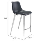 Zuo - Magnus Tabouret de comptoir - Noir/Silver - Ensemble de 2-7