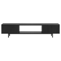 Hudson&Canal - Meuble TV Lucien pour téléviseurs jusqu'à 78" - Grain noir-Un design contemporain moderne peut accueillir des téléviseurs jusqu'à 78 pouces pour votre espace de divertissement