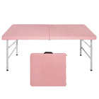 Homy Casa - Table pliante portative de 4 pi avec 4 hauteurs réglables pour utilisation intérieure et extérieure, camping - Rose-Le format de 4 pi convient au camping et aux fêtes