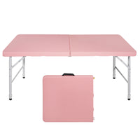 Homy Casa - Table pliante portative de 4 pi avec 4 hauteurs réglables pour utilisation intérieure et extérieure, camping - Rose-Le format de 4 pi convient au camping et aux fêtes
