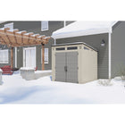 Suncast - Remise de rangement Modernist 7 pi x 7 pi - Vanille / Gris colombe-Dispose d’une structure complète en acier pour une résistance maximale sous de fortes charges de neige.
