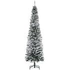 HOMCOM - Sapin de Noël artificiel forme crayon enneigé - mince-Le design floqué de neige ajoute une atmosphère hivernale 