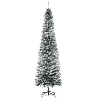 HOMCOM - Sapin de Noël artificiel forme crayon enneigé - mince-Le design floqué de neige ajoute une atmosphère hivernale 