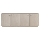 Hudson&Canal - Meuble TV rectangulaire Lillian pour téléviseurs jusqu'à 75 pouces, couleur aulne blanc-Ce meuble comporte quatre portes avec placards fermés et deux étagères réglables offrant un espace de rangement généreux