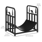 Outsunny - Porte-bûches avec motif ours et sapin- range-bûches- noir-Fabriqué en acier sélectionné avec traitement par électrophorèse pour une résistance supplémentaire 