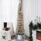 HOMCOM - Arbre de Noël artificiel floqué enneigé de 7 pieds avec lumières-Branches orientées vers le haut et vers le bas, créant une apparence d'arbre vivante 
