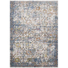 Modway - Minu Treillis floral vieilli Tapis de comédie 8 pi l x 10 pi L - Bleu clair, jaune et orange-Tapis à treillis floral vieilli