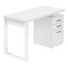 Monarch Specialties - 7690 Bureau 48 po L - Blanc Orientation Gauche Ou Droite-Bureau d'ordinateur avec 3 tiroirs de rangement et un dessus de bureau flottant au fini blanc