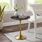 Modway - Lippa Rond de 20 po Bois Table d’appoint - Noyer cerise doré-Socle métallique résistant aux éclats