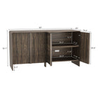 Manhattan Comfort - Buffet contemporain Novara 60" à 4 portes - Noyer Jacobean-Étagères intérieures réglables pour un rangement et une organisation flexibles