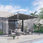 Outsunny - Toile de rechange rétractable pour pergola 8,2 pi L x 8,4 pi l pour structure 10 pi L x 10 pi l (toit uniquement), gris foncé-Dispose de 10 trous de drainage pour éviter l'accumulation d'eau sur le toit de la tonnelle  