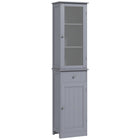 Kleankin - Armoire de rangement de salle de bain mince avec étagères réglables et tiroir - gris-2 armoires et un tiroir offrent un espace de rangement spacieux 
