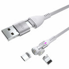 Statik - 360 Pro Câble de Charge/Sync Universel Magnétique 6.6 pi, Blanc-Câble universel : comprend des embouts Lightning, USB-C et Micro-USB pour charger n’importe quel appareil, ainsi qu’un adaptateur USB-C et USB-A pour fonctionner avec n’importe quel adaptateur secteur