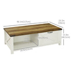 HOMCOM - Table basse style ferme avec tiroir et étagère de rangement pour salon - blanc-Pied inférieur réglable pour s’adapter aux sols irréguliers