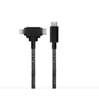 Native Union - Câble Belt USB-C vers USB-C/Lightning 1,8m - Cosmos Noir-Amélioré pour la Terre grâce à une construction innovante et respectueuse de l'environnement: tressage en PET 100% recyclé, boîtier en TPU 100% recyclé et bracelet en cuir reconstitué à 75% recyclé