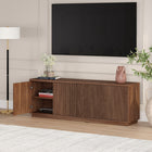 Hudson&Canal - Meuble TV Hanson pour téléviseurs jusqu'à 75" - Noyer satiné-Dimensions du produit : 15,5" L x 70" l x 24" H