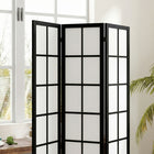 HOMCOM - Paravent autoportant 3 panneaux pour chambre - noir-Matériaux : Bois de pin, tissu non tissé  
