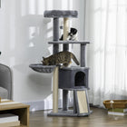 PawHut - arbre à chat 50 po, tour multi-niveaux pour chatons d’intérieur - gris-Balle suspendue pour le divertissement 