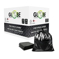 Globe Commercial - Sacs poubelle résistants pour poubelles - 89 cm x 127 cm - Noirs - Paquet de 125-Le dessus ouvert peut être attaché facilement