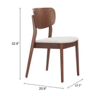 Zuo - Kellua Chaise de salle à manger - Beige/Noyer - Ensemble de 2-6