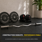 MotionGrey - Barre EZ olympique  pour l’entraînement musculaire - 120 cm - Argent-Profil incliné offrant plusieurs positions des mains pour les flexions et exercices du haut du corps
