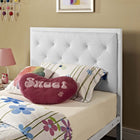 Modway - Mia Vinyle Lit simple, Blanc blanc-Assemblée requise