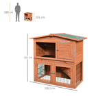PawHut - Clapier à lapin à 2 niveaux, cage pour furet avec rampe et plateau amovible - 39,6 po L x 21,7 po l x 40 po H-Fenêtre avec porte pour une meilleure aération et un accès facile à la nourriture/eau 