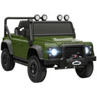 Qaba - Jeep pour enfants Land Rover sous licence 12V à chevaucher - vert foncé-Voiture électrique sous licence Land Rover Defender avec un design de camion réaliste 