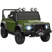 Qaba - Jeep pour enfants Land Rover sous licence 12V à chevaucher - vert foncé-Voiture électrique sous licence Land Rover Defender avec un design de camion réaliste 