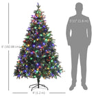 HOMCOM - Arbre de Noël artificiel pré-éclairé 6 pi avec lumière LED bicoloure-Construction à charnières, conception en sections, ouverture automatique des branches, branches moulées faciles à façonner pour une installation rapide 