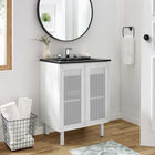 Modway - Calla 24" perforé Métal Vanette de salle de bain - Noir Blanc-Niveleurs de pieds réglables