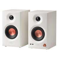 Edifier - Enceintes de studio MR3 certifiées audio Hi-Res, avec entrées de connexion multiples et puissance RMS de 36 W – Blanc-Certifié audio Hi-Res – Profitez d’un son supérieur grâce à la certification audio Hi-Res, offrant une réponse linéaire de 52 Hz à 40 kHz pour un monitoring précis, la création musicale ou l’écoute quotidienne