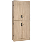HOMCOM - Armoire de cuisine 6 niveaux avec 4 portes - bois naturel-2 armoires à double porte avec 6 niveaux d'étagères, pour l'exposition et le rangement de boîtes alimentaires, vaisselle, accessoires de salle de bain, livres, etc. 