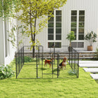 PawHut - Enclos pour Chien 12 Panneaux avec Porte pour Extérieur et Intérieur - 39 po H-Le loquet de verrouillage maintient la porte bien fermée