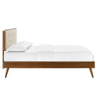 Modway - Bridgette Bois Lit à plateforme queen avec pieds écartés, Noyer beige-Assemblée requise