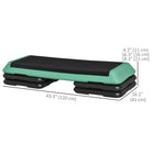 Soozier - Stepper Plateforme Aérobie Réglable 43 po 3 Niveaux Avec Rehausses 4 po, 6 po, 8 po Entraîneur Cardio - Noir Vert-Grande stabilité et prise en main sûre avec une surface absorbant les chocs, antiadhésive et antidérapante   