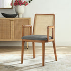 Modway - Monarch Bois et rotin Fauteuil à manger - Gris naturel miel-Siège rembourré en tissu
