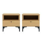 Manhattan Comfort - Lot de 2 tables de chevet modernes Amara 39,4" - Chêne naturel-Table de nuit moderne pour chambre et salon lot de 2