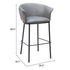 Zuo - Garston Tabouret de bar - Gris-6