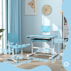 Qaba - Ensemble bureau et chaise pour enfants, hauteur réglable avec plateau inclinable - bleu-Hauteur de la table et de la chaise réglable pour accompagner la croissance de votre enfant  

