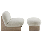 Modway - Loyal Tissu Boucle Chaise d’accent et ensemble ottoman - Chêne perlé-Assemblée requise